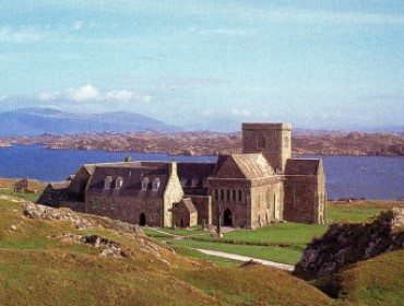 A view of the Abbey and surrounding area on the Scottish island of Iona